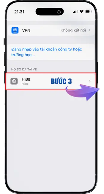 Bước 3: Chọn ứng dụng Hi88 đã tải về